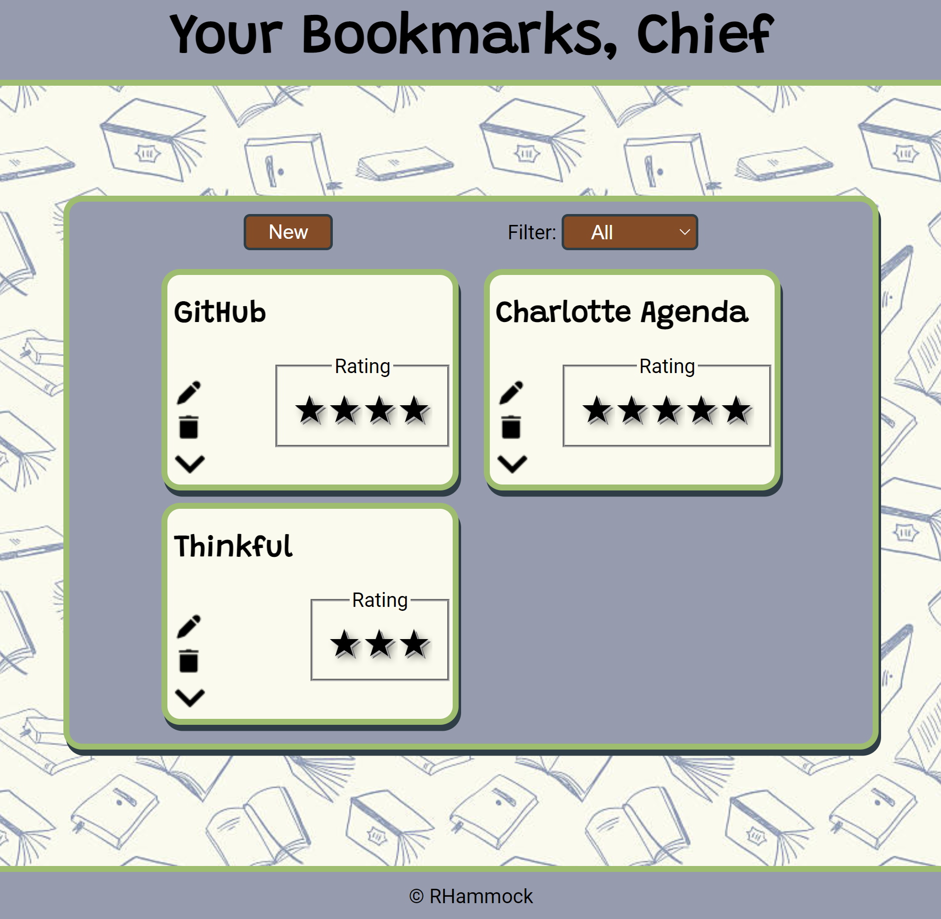 Bookmark app home page screen shot