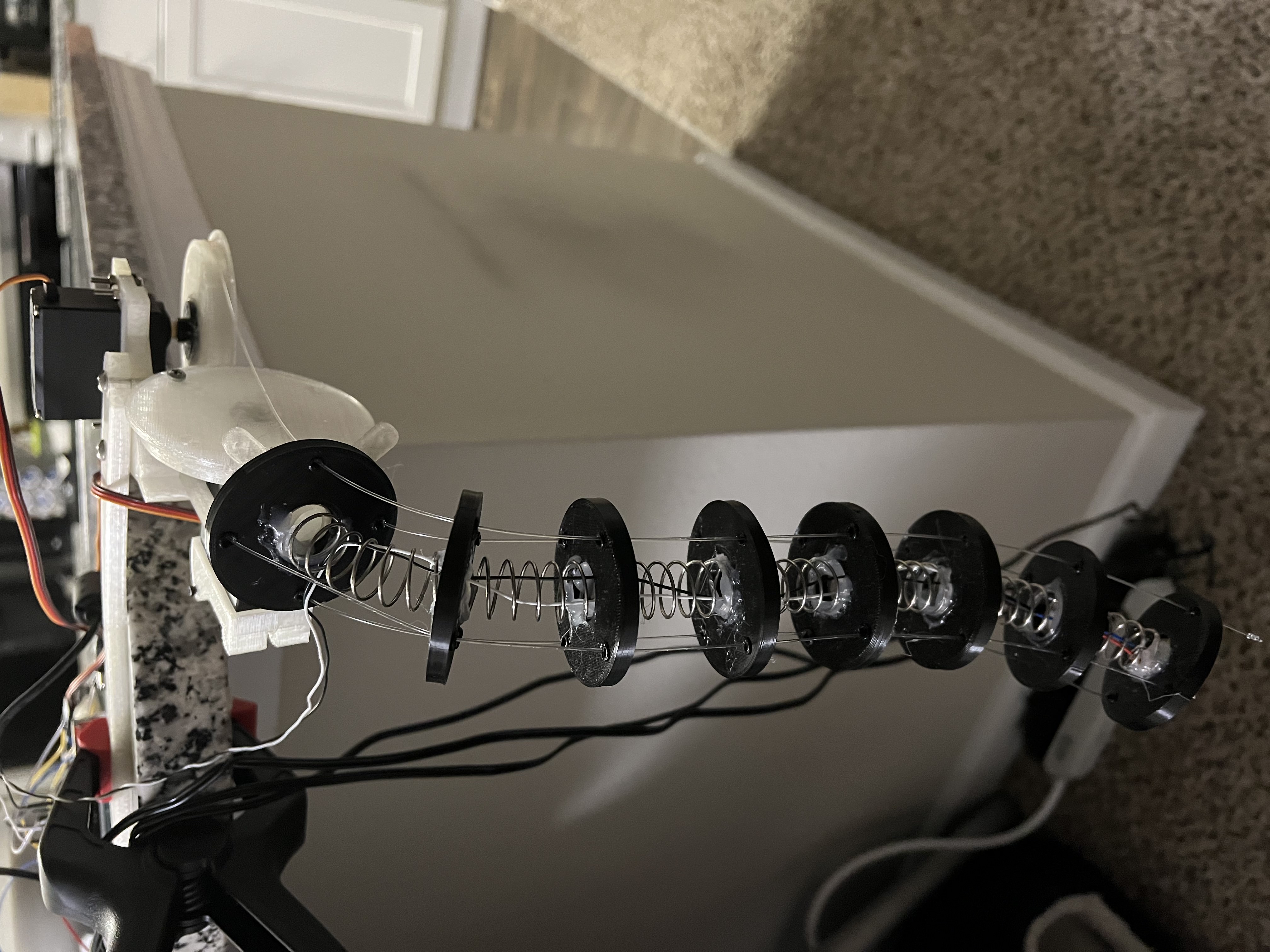 Snake-like robot arm moves laser pointer to play with cats