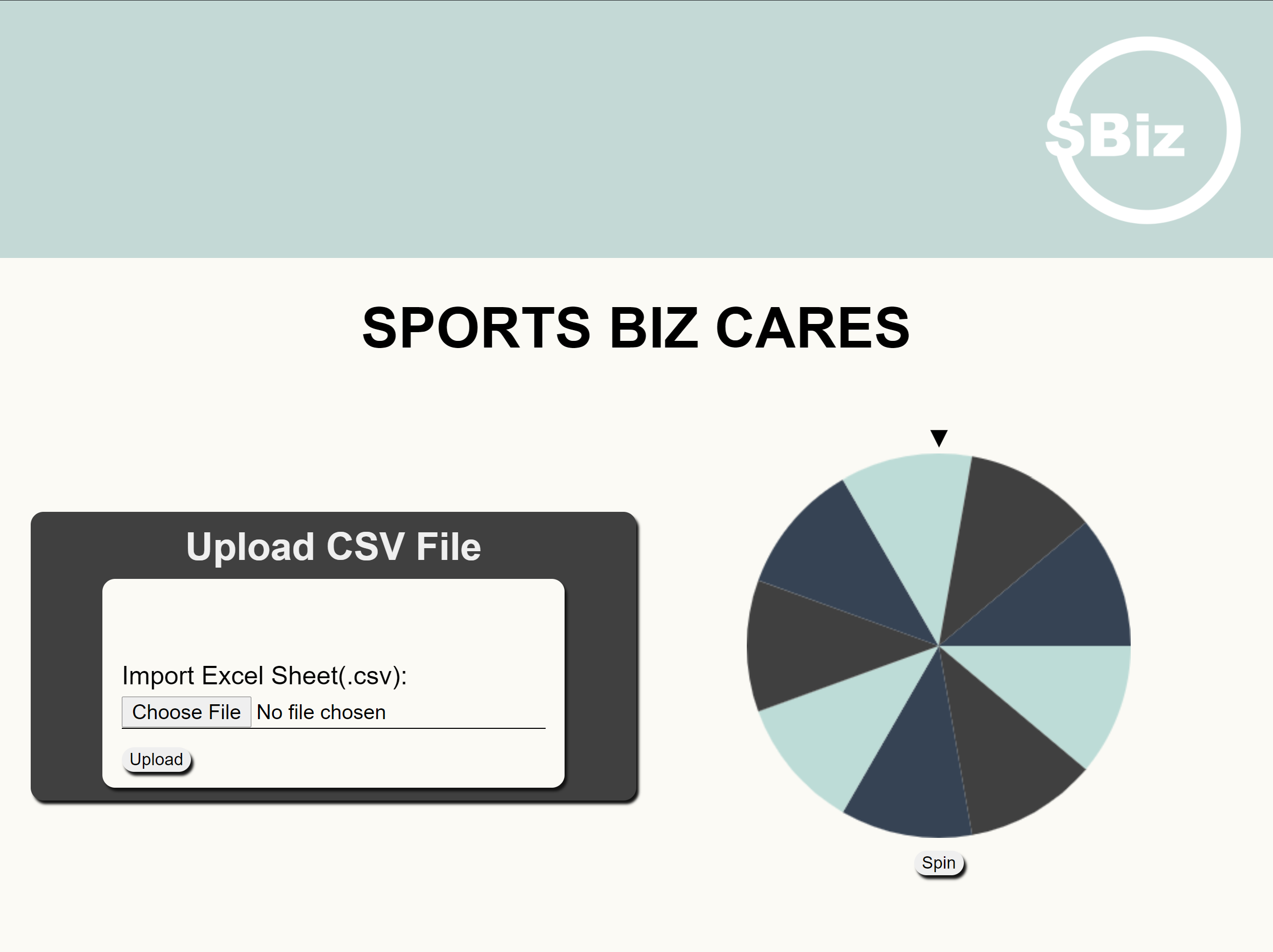 SBC fundraising raffle app home page screen shot